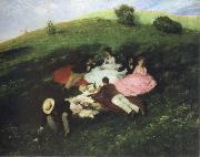 Merse, Pal Szinyei picnic in may oil painting reproduction